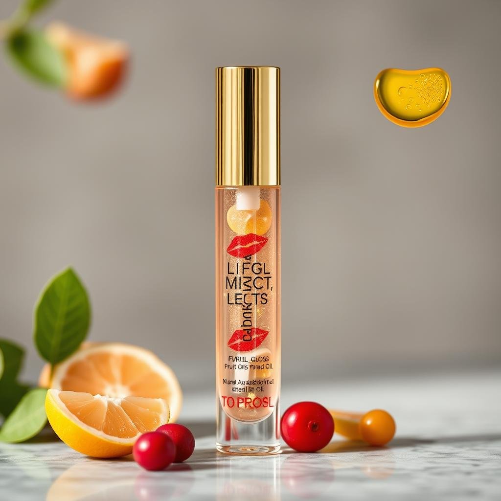Lip oil-gloss hybrid product with fruit ingredients Lip oil-gloss hybrid product with fruit ingredients