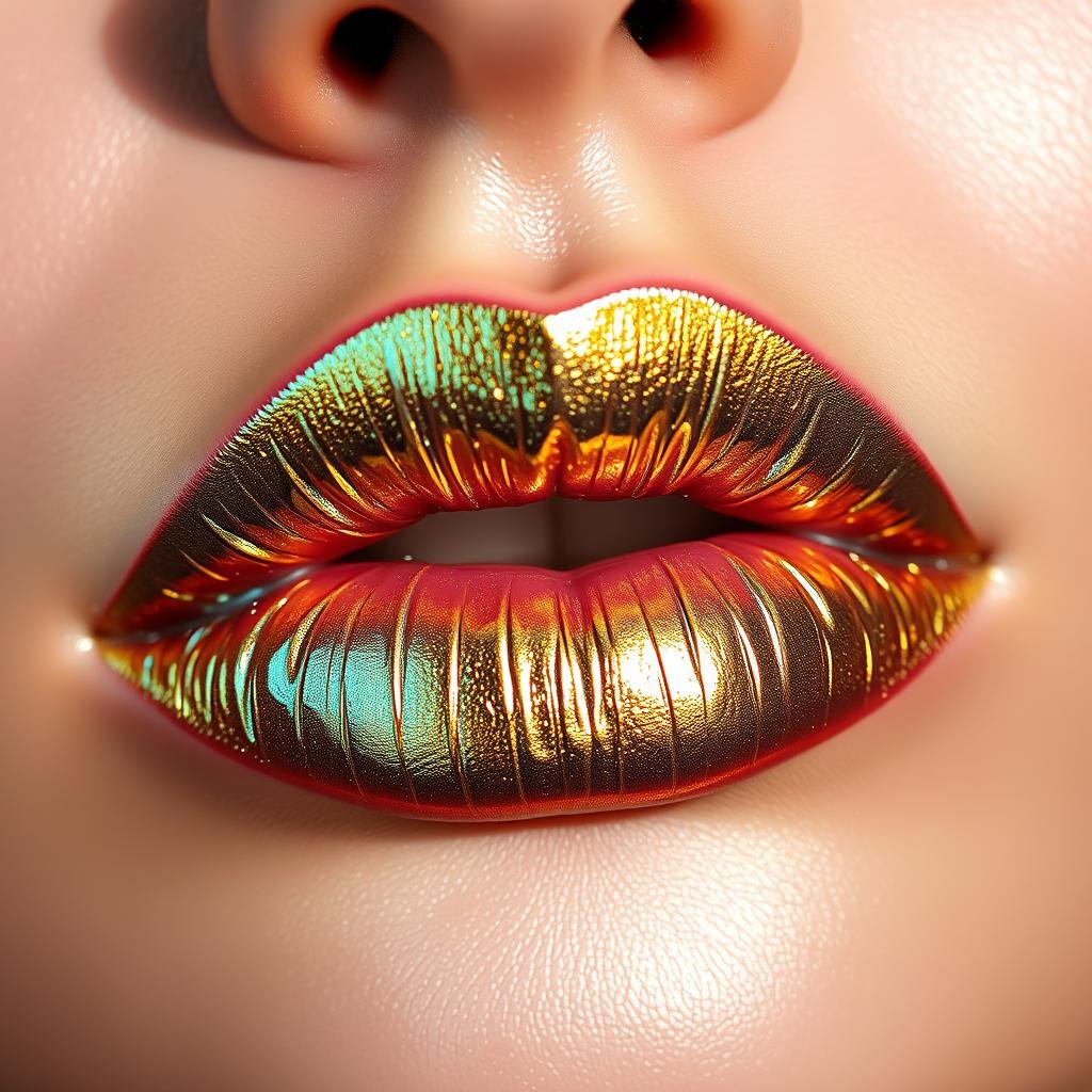 Metallic lip gloss with foil-like finish Metallic lip gloss with foil-like finish